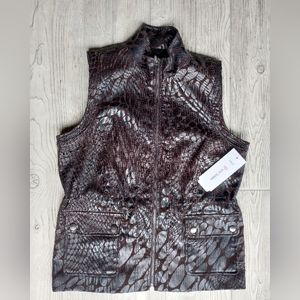 NWT Women’s Vest By Erin London Metallic Bronze Brown geometric pattern Med